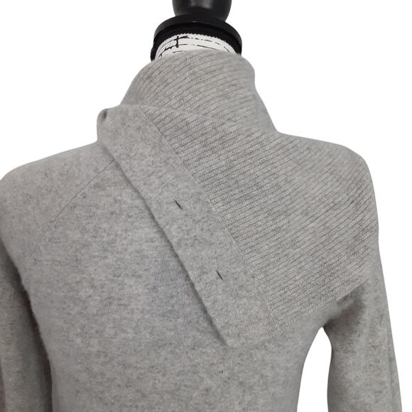 Sisley Cowl Neck Sweater Tunic Gray Half Sleeve Button Cashmere Merino Wool - Picture 4 of 10